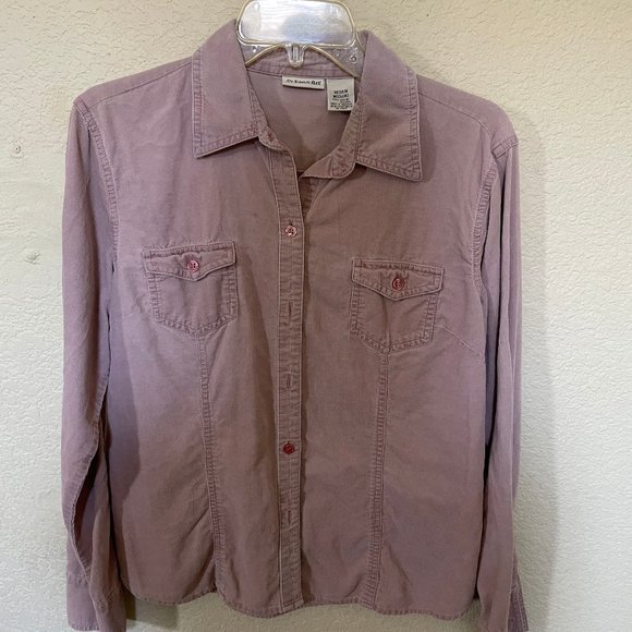 St John's Bay Button Down Shirt Woman's M Medium Pink Long Sleeve - Picture 1 of 3